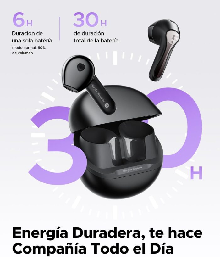 Audifono Soundpeats Air5 Bluetooth 5.4 30Hrs IPX4 ANC - Negro - Imagen 3